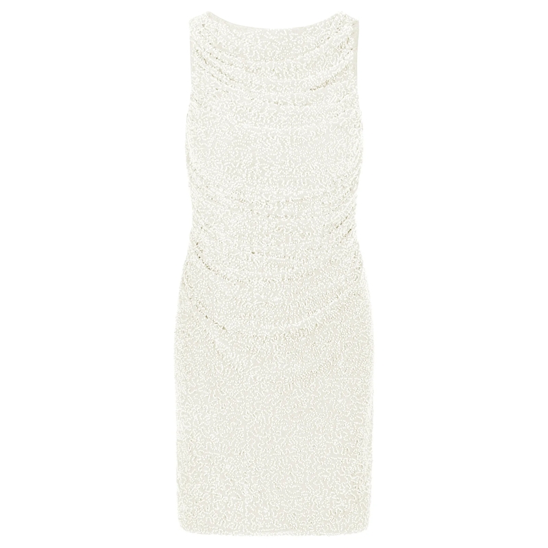 Apart Abendkleid Perlenbesticktes Abendkleid creme