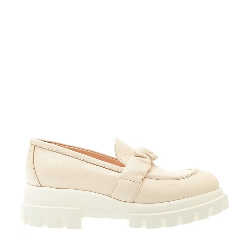 Agl Ballerinas Cream Moccasin With Rubber Sole Neutrals