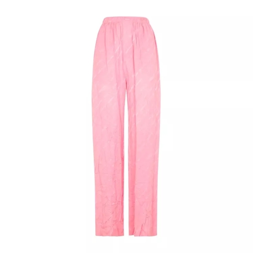 Balenciaga Pink Silk Logoed Pants Pink 