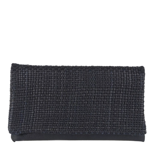 Abro Mini Eleonor Weave Leather Fold Over Clutch Navy Pochette