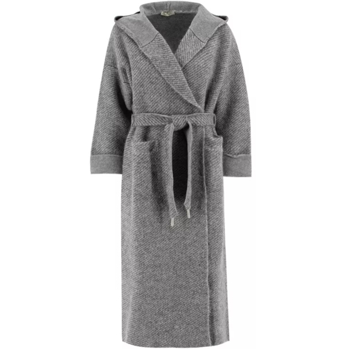 Panicale Grey Belted Hoodie Coat Grey 