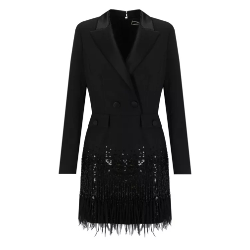 Elisabetta Franchi Black Coat Dress With Sequins Black 