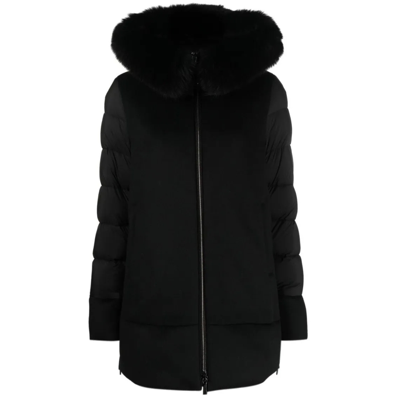 Moorer Veste de transition Basic Hooded Cloak Black