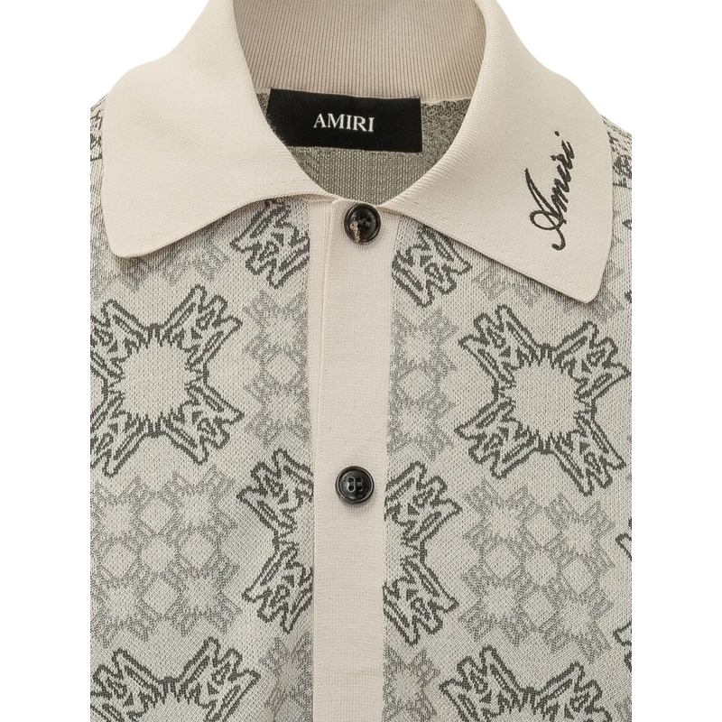 Amiri Legeres Oberteil Camicia Quad Check a Maniche Corte weiß(Image 3)