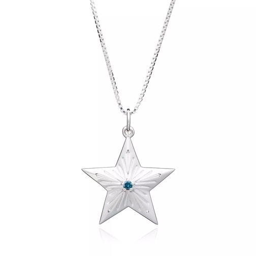 Rachel Jackson London Blue Topaz Lucky Star Necklace Silver Medium Halsketting