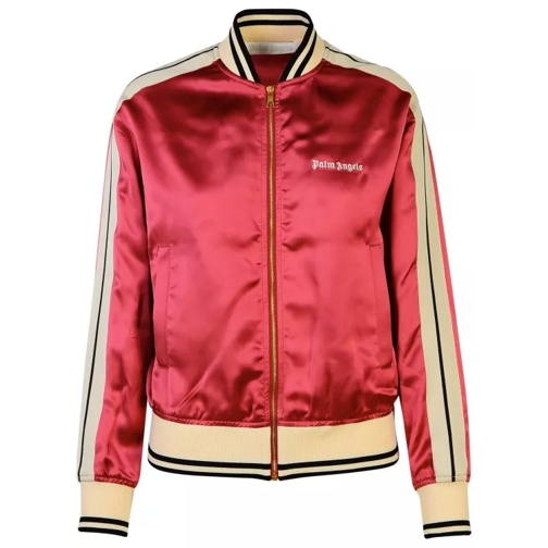 Palm Angels Coral Viscose Bomber Jacket Burgundy 