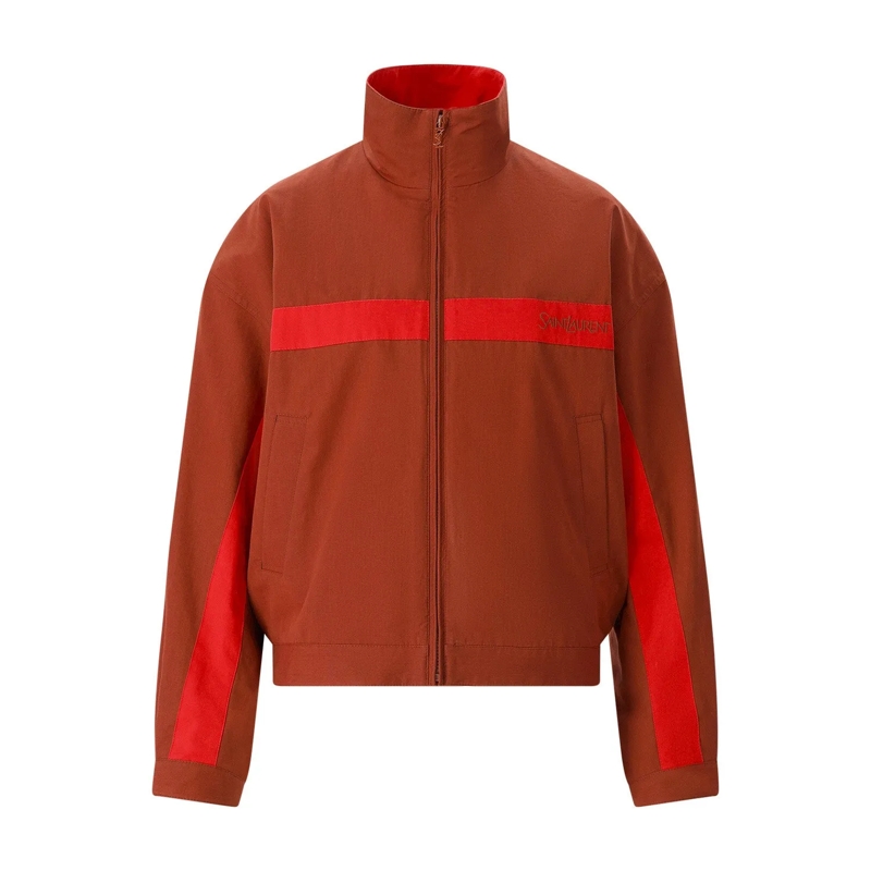 Saint Laurent Übergangsjacke Leichte Jacke mit Stehkragen braun