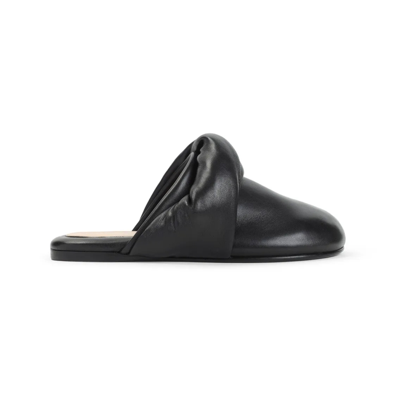 CARVEN Mules Black Lamb Leather Slippers Black