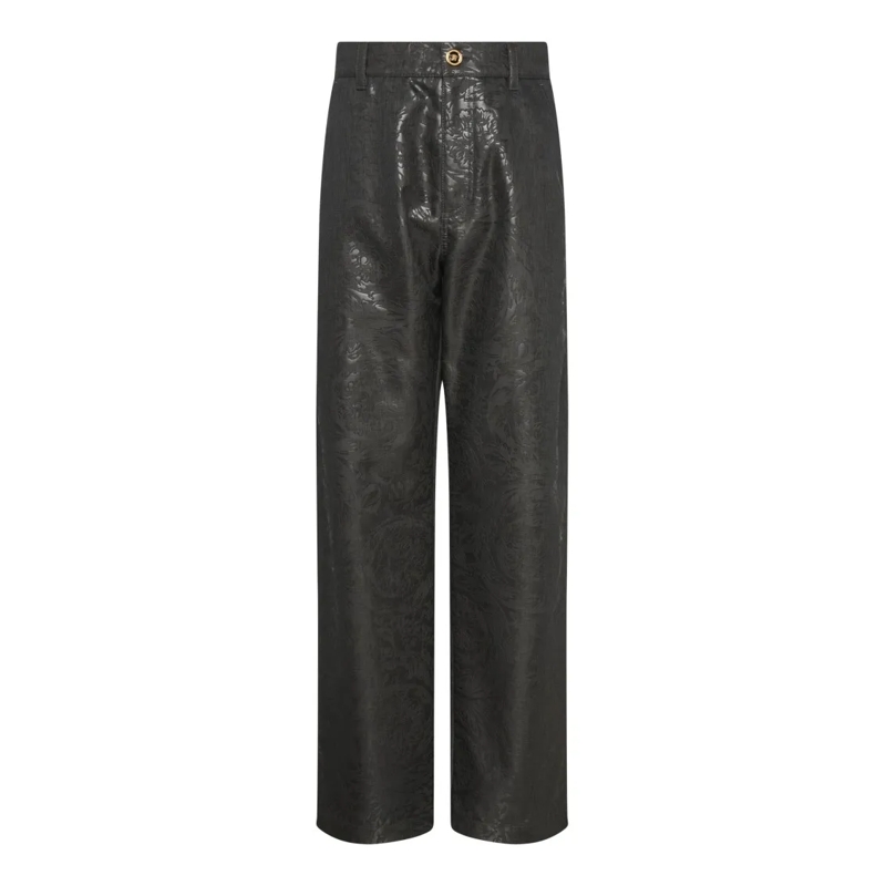 Versace Anzugshose Grey Jacquard Trousers With Five-Pocket Design Black
