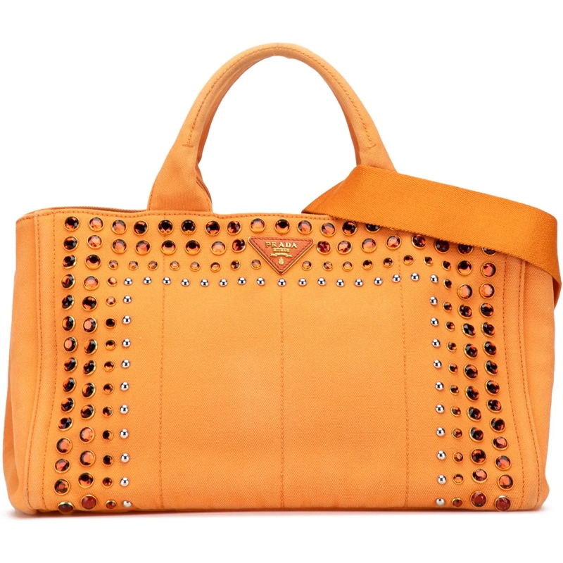 Prada Schultertasche Canvas Canapa Bijoux Satchel orange