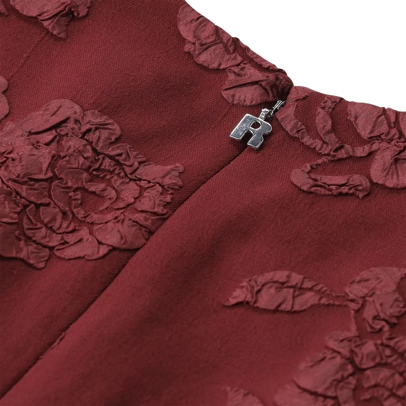 Rotate Maxikleid Midikleid mit Puffärmeln rot(Image 5)