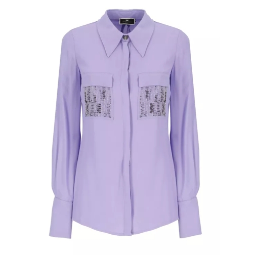 Elisabetta Franchi Viscose Shirt With Beads Purple 