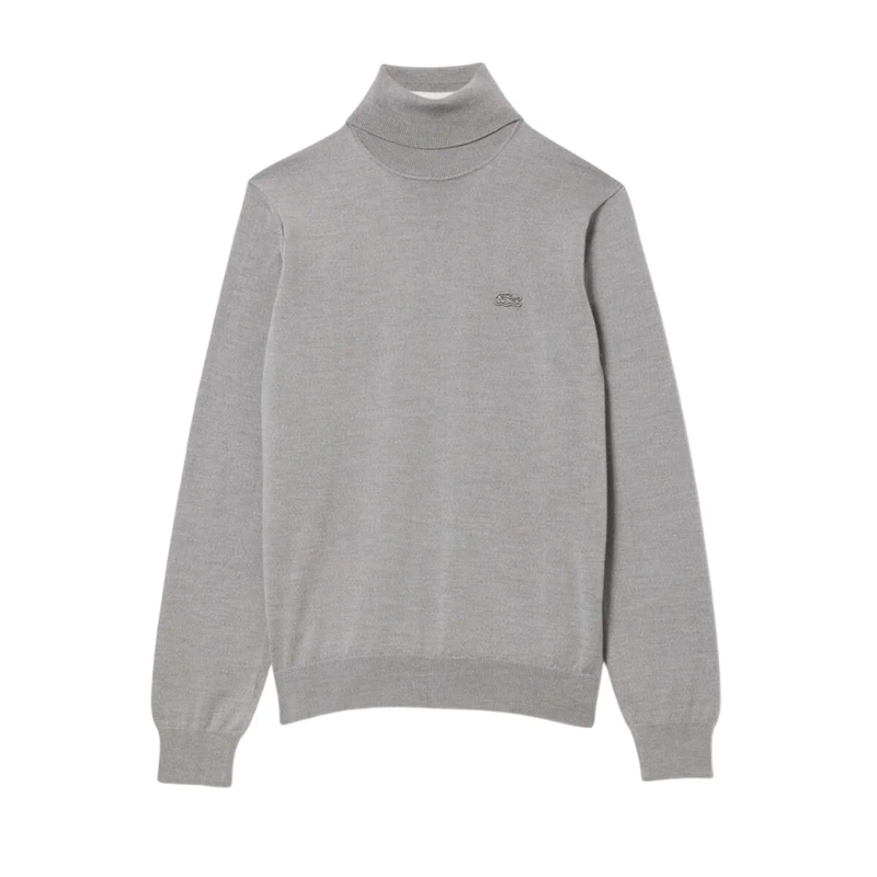 Lacoste Pull Fine-Knit Grey Sweater With Turtleneck Grey