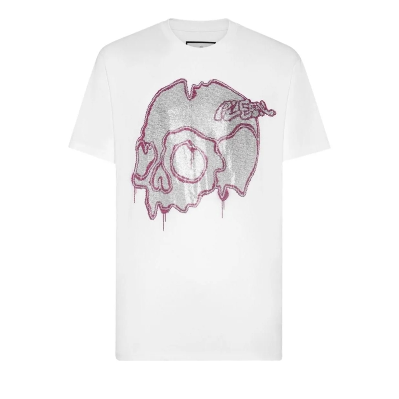 Philipp Plein T-Shirt T-Shirt Skull Mit Schmucksteinen weiss