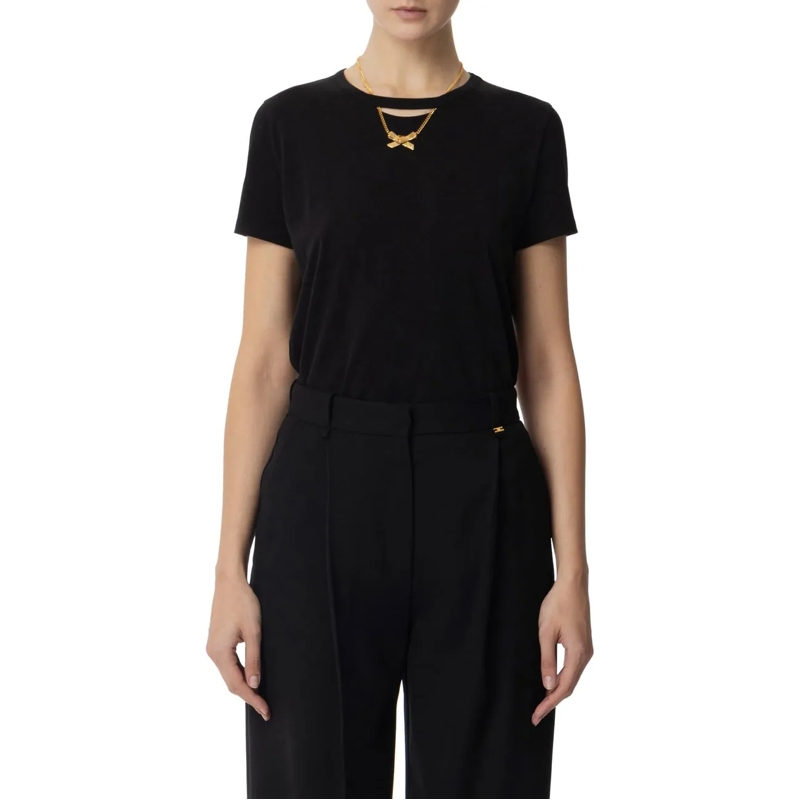 Elisabetta Franchi Sweat-shirt Short Sleeve T-Shirt Black