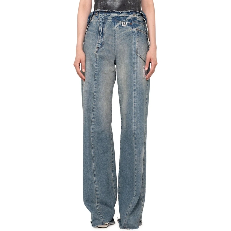 Maison Mihara Yasuhiro Slim-Fit-Jeans Reconstructed Denim Pants blau