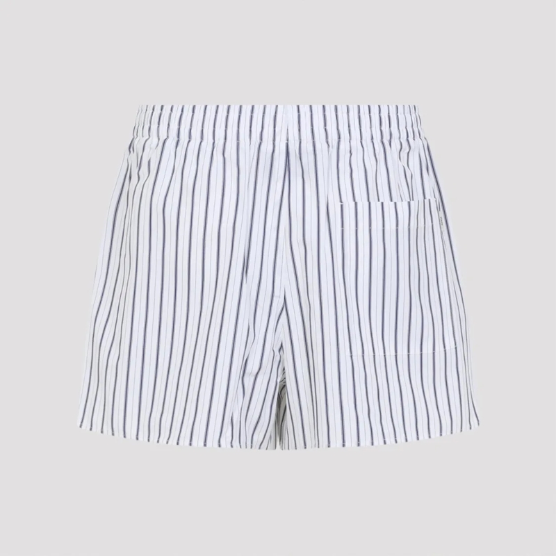 AMI Paris Bermuda Vertical Stripe Bermuda Shorts With Elastic Waistb White(Image 4)