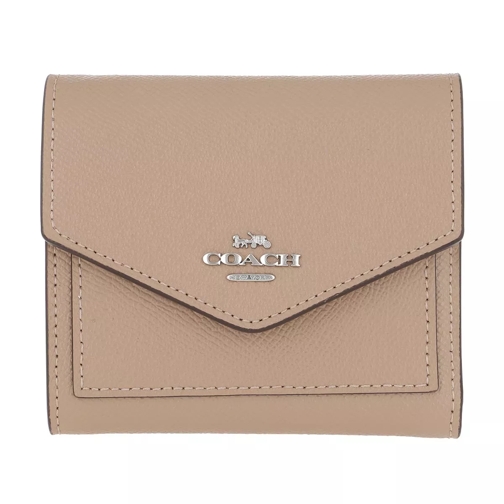 Coach Crossgrain Leather Small Wallet Lh/Taupe Tri-Fold Portemonnaie
