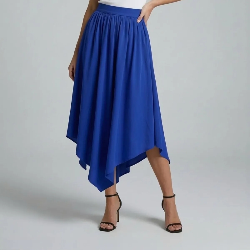 Helene Galwas Midirock Rock aus Seidensatin ILKARE blau(Image 2)