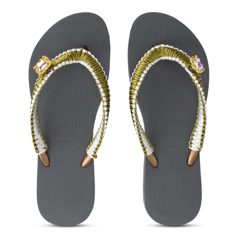 UZURII Flip Flops flip flop Green Macrame Switch silber(Image 17)