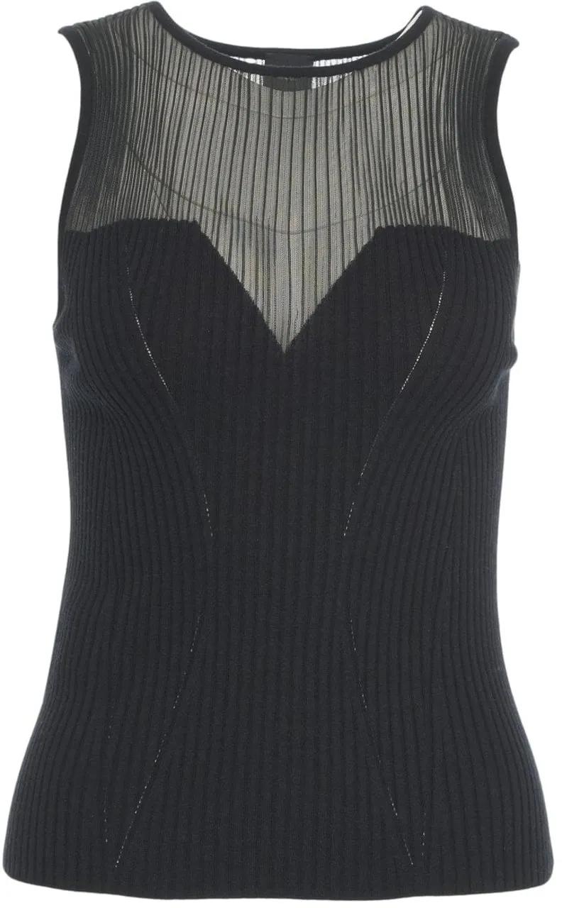 Thumbnail - Pinko - Fitted Ribbed Top - Größe S - schwarz