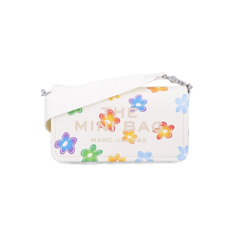 Marc Jacobs Schultertasche Leather The Mini Bag With Floral Print White