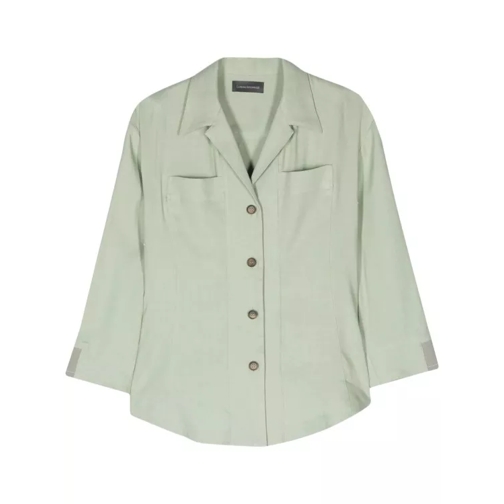 Lorena Antoniazzi Camp-Collar Linen-Blend Green Shirt Green 