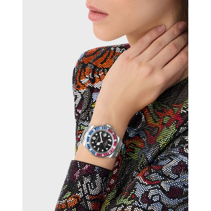 Philipp Plein Quarzuhr Quarz-Analoguhr Gmt-I Challenger Baguettes silber(Image 3)