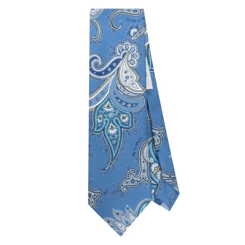 Etro Écharpe légère Paisley-Print Silk Tie With Intricate Design Blue