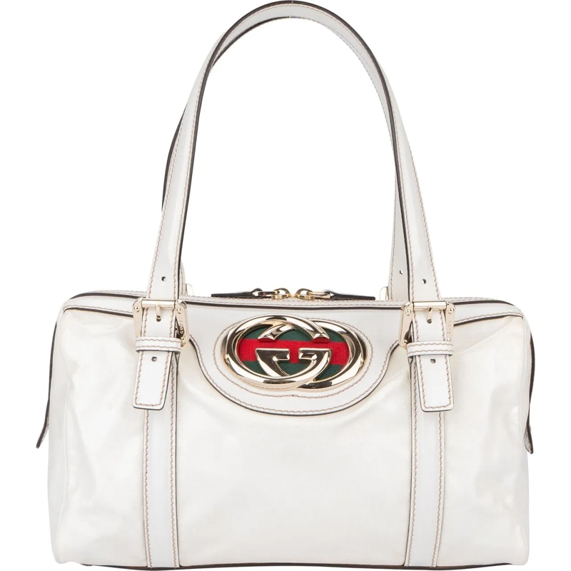 Gucci Tote Gucci White Leather GG Britt Handbag mehrfarbig