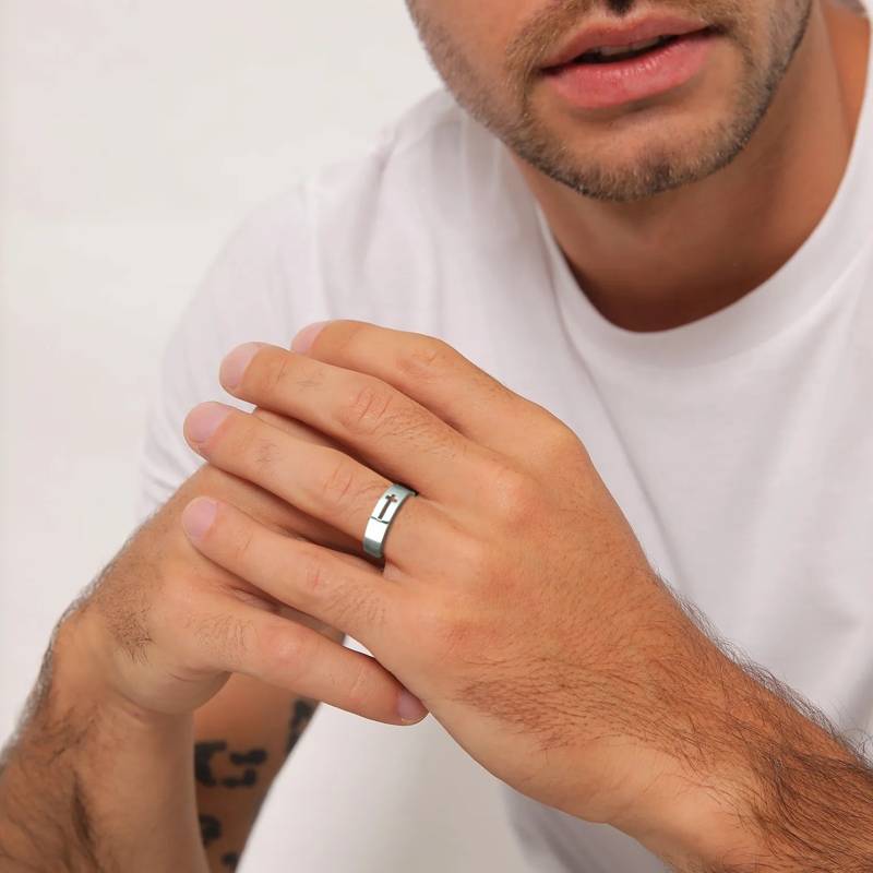 Kuzzoi Ring Ring Kreuz Cut Out Unisex 585 Weißgold weiss(Image 4)