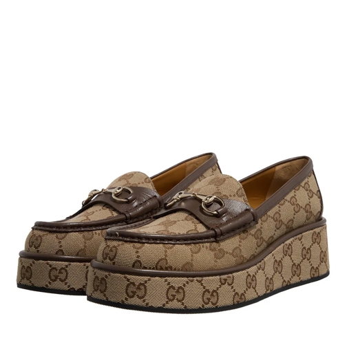 Gucci Loafer Horsebit Wedge Loafers Beige