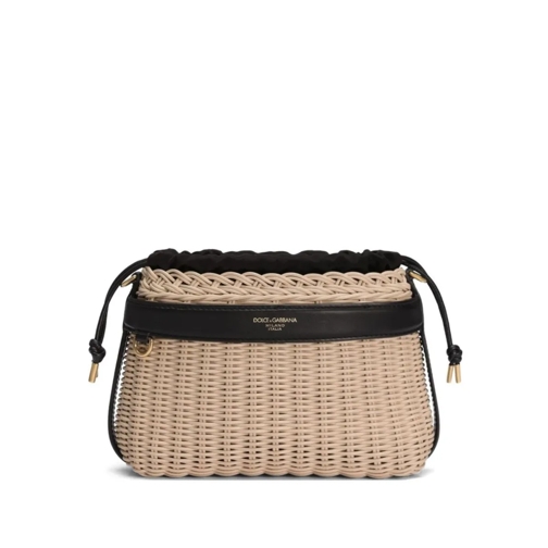 Dolce&Gabbana Schultertasche Woven Design Bag With Shape And Drawstring Closure Neutrals