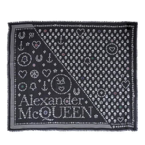 Alexander McQueen Jewelled Button Scarf Black/Ivory Sciarpa leggera