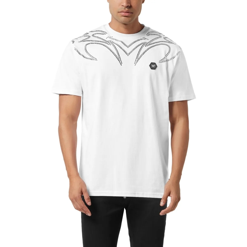 Philipp Plein T-Shirt T-Shirt Round Neck Ss Stud-Embellished weiss(Image 3)