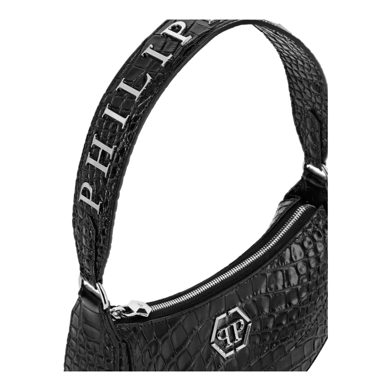Philipp Plein Crossbody Bag Henkeltasche Crocco Print schwarz(Image 5)