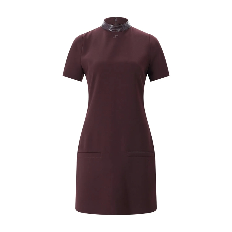 Courrèges Minikleid Midikleid mit Vinylkragen rot