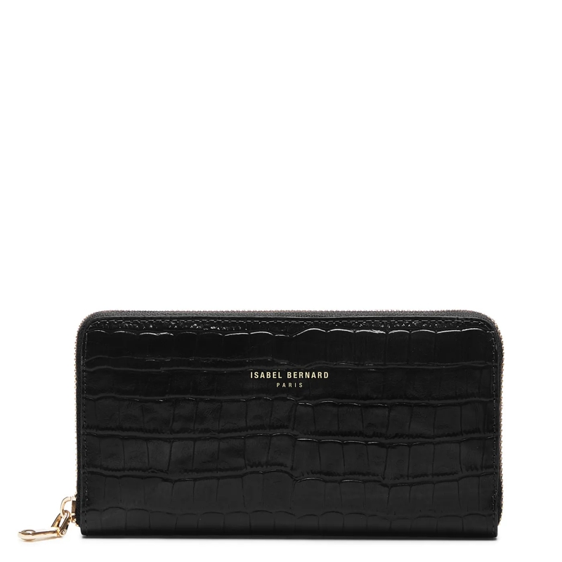 Isabel Bernard Portemonnaie mit Zip-Around-Reißverschluss Zip Wallet Croco Black
