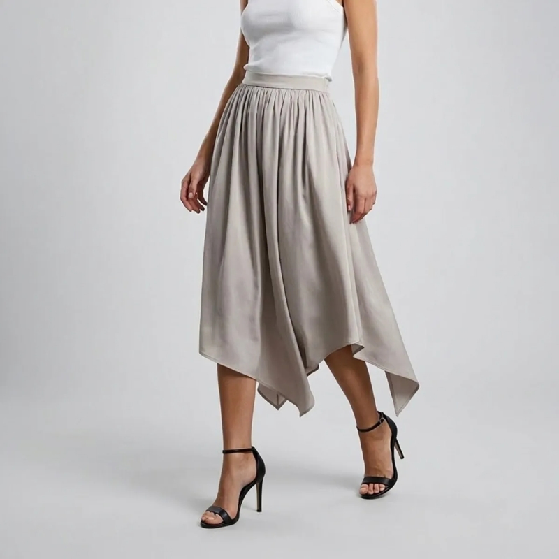 Helene Galwas Midirock Rock aus Seidensatin ILKARE beige(Image 2)