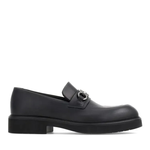 Salvatore Ferragamo Gancini-Charm Black Loafers Black Mocassin