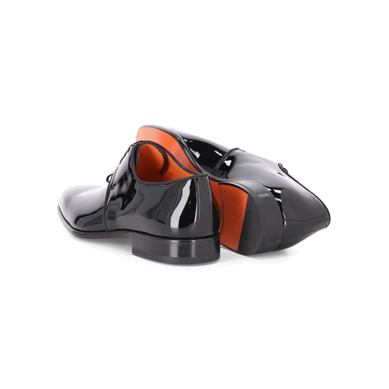 Santoni Veterschoenen Schnürschuhe aus Lackleder schwarz(Image 2)
