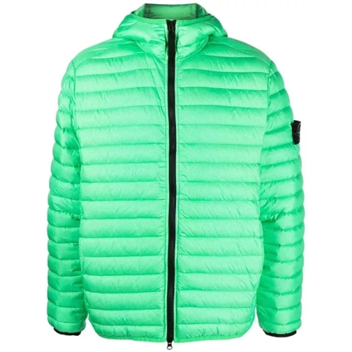 Stone Island Panelled Down Hooded Jacket Green 