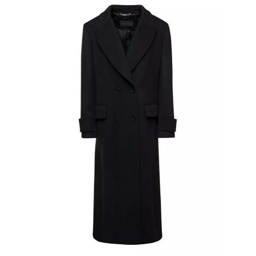Alberta Ferretti Long Black Double-Breasted Coat With Tonal Buttons Black 