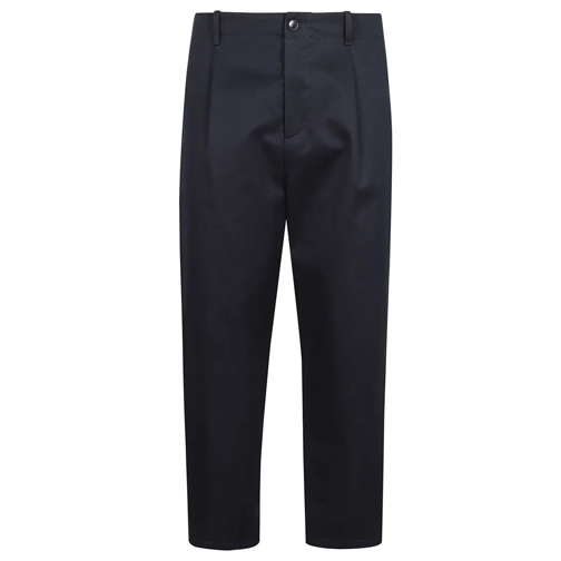 Valentino Chinos Cotton Gabardine Trousers Blue