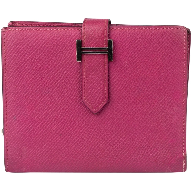 Hermès Geldbörse Hermes Epsom Leather Compact Bean Wallet rot