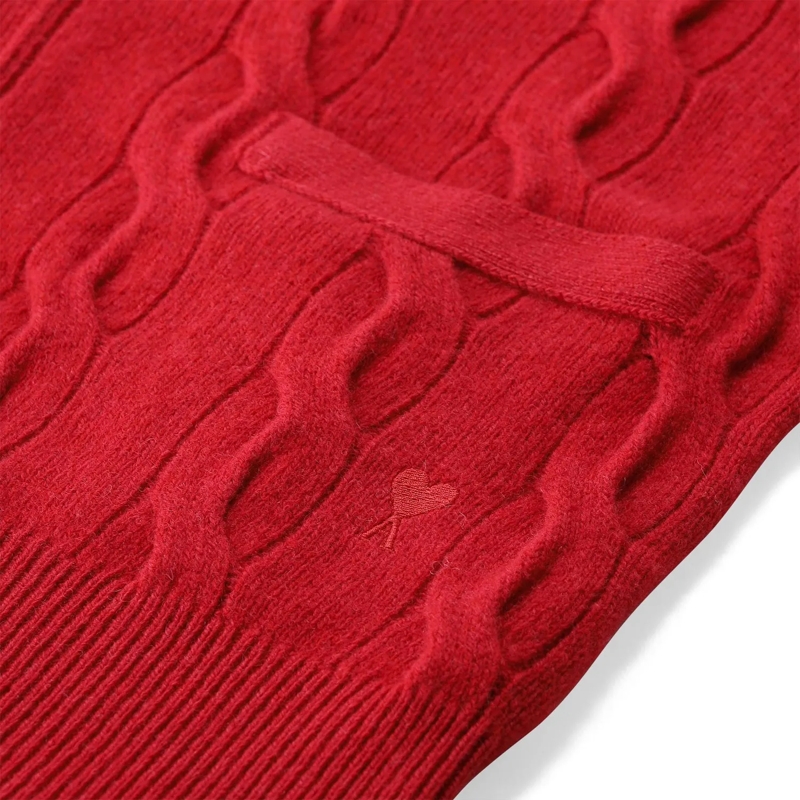 AMI Paris Cardigan Strickjacke aus Merinowolle rot(Image 5)