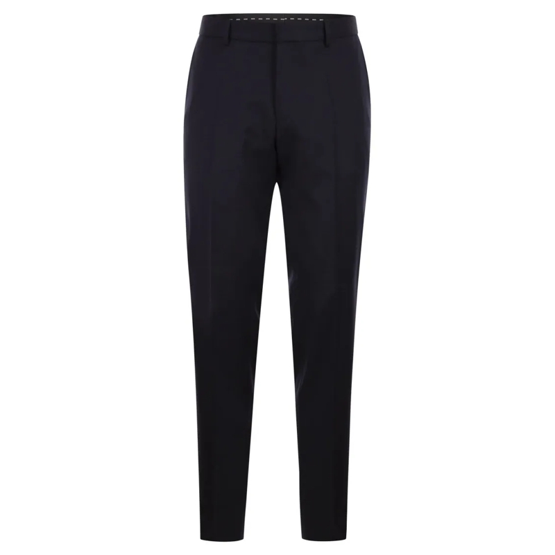 Boss Chino Slim Fit Trousers In Virgin Wool Serge Black
