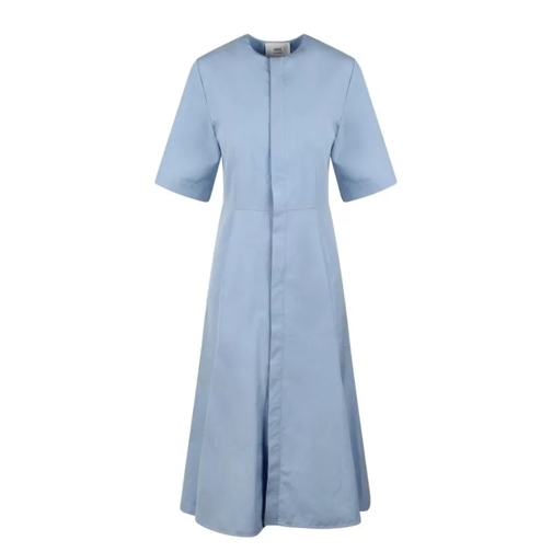 AMI Paris Hidden Tab Midi Dress Blue 