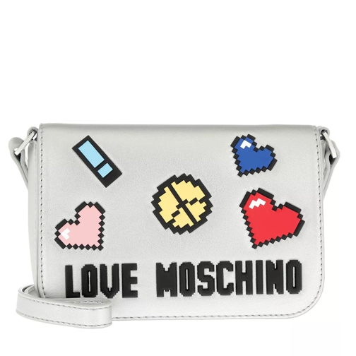 Love Moschino Patches Crossbody Bag Argento Borsetta a tracolla