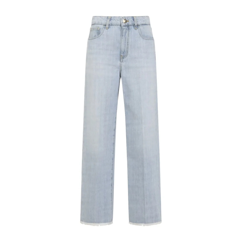 Giambattista Valli Jeans Light-Wash Denim Jeans With Raw Hem White